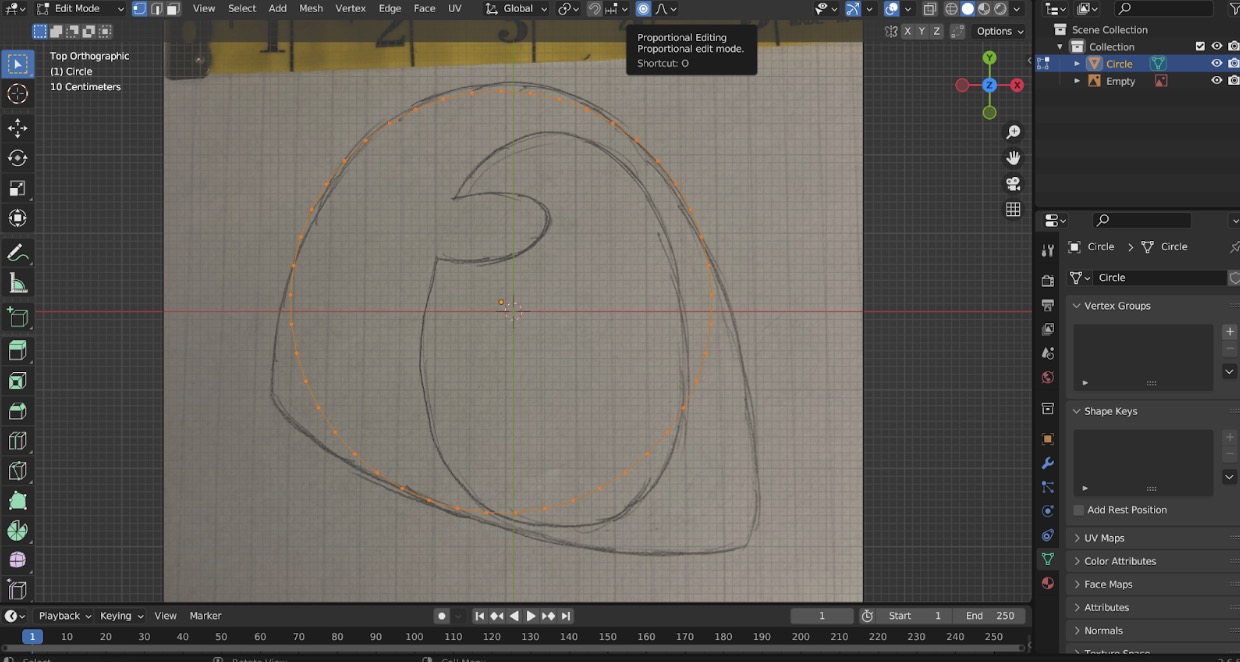 Scaling the circle to match the scale of the reference image