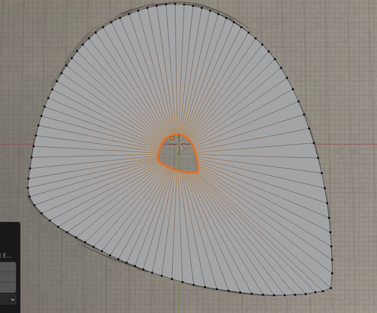 All verticies extruded, but the new points are scaled down inside the eye