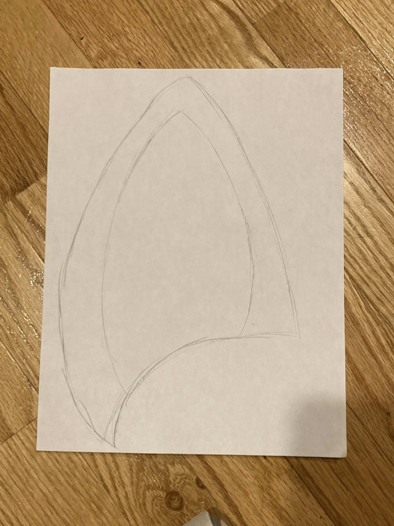 Ear pattern drawn on a piece of paper