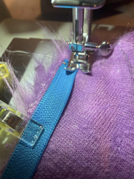 Sewing down the zipper