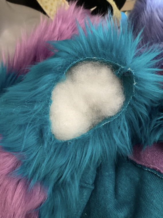 Stuffing shown inside hair puff