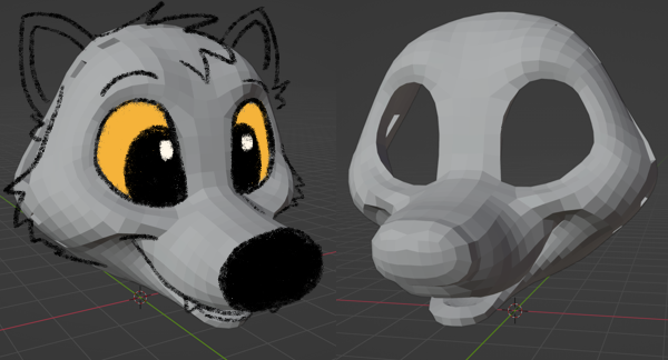 Finished toony raccoon base. One of them is drawn over and has the eyes drawn in