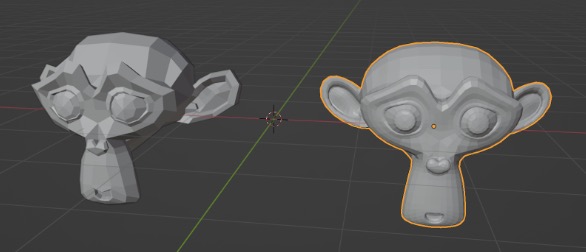 Two cartoon monkey heads. One is unmodified. The other is a lot smoother