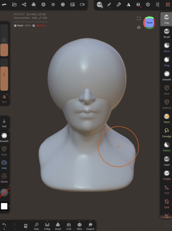 Mannequin head with a sphere unpositioned