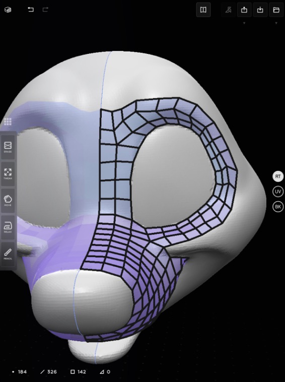 Planes being added around the eye sockets and on the nose bridge