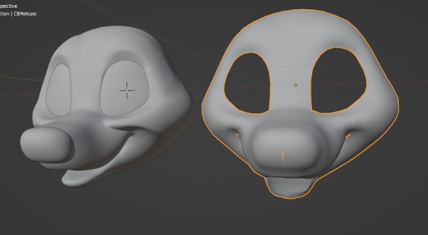 Raw sculpt on left, retopologized base on right