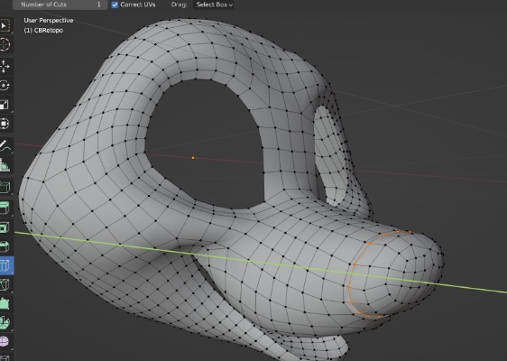 Moving the loop cut towards the base of the nose