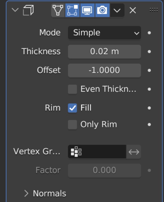 Solidify modifier settings