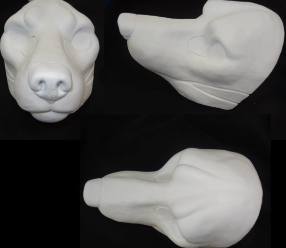 Cast uncut resin base of a realistic canine