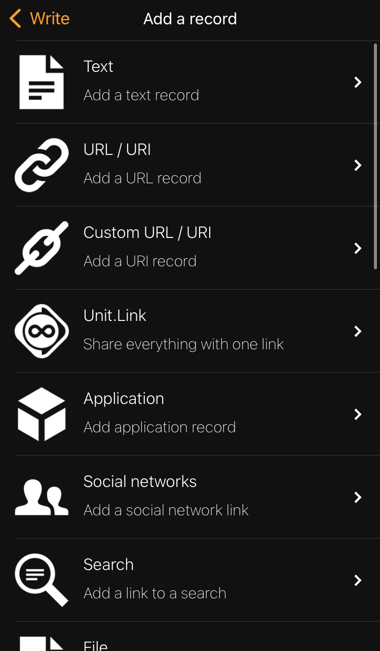 App add record page screenshot