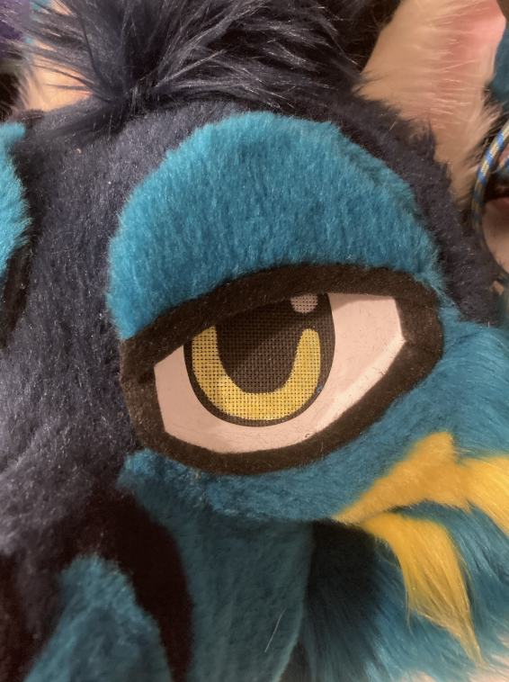 Finished eyelid on the fursuit head